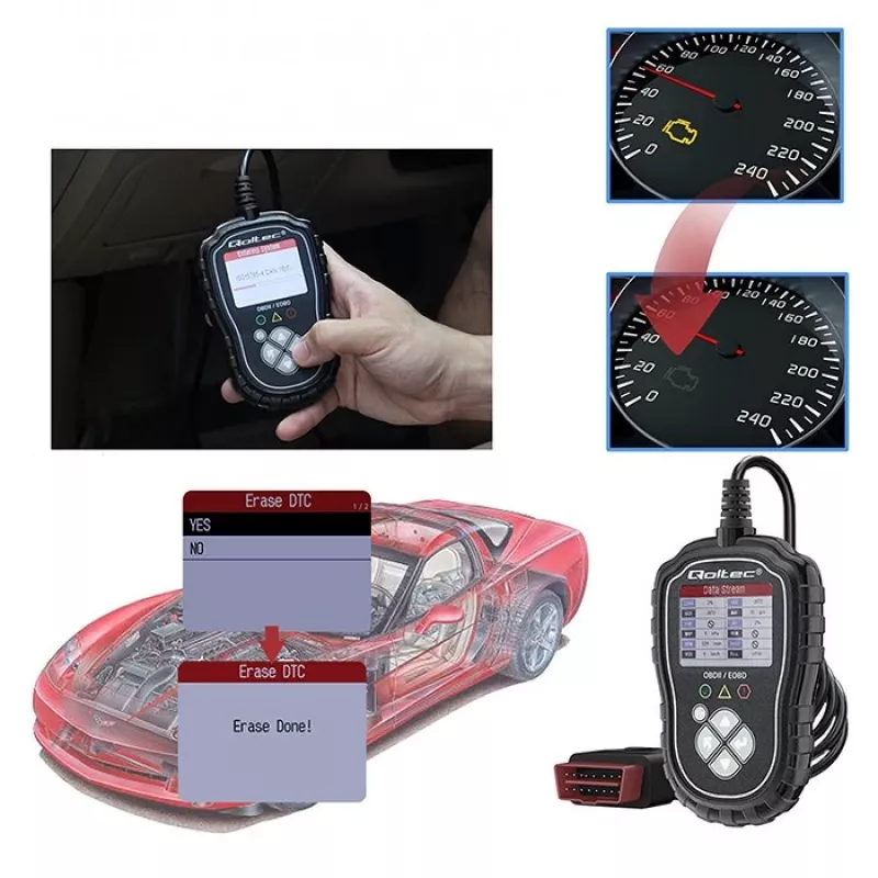 Tester diagnostyczny OBDII QOLTEC ProLine 50685 — skaner OBD-II do pojazdów z instalacją 8V/25V