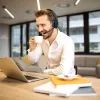 Słuchawki Bluetooth Audiocore 74452, czerwonyukcja szumów, mikrofon, call center, Google Siri, biurowe, bezprzewodowe