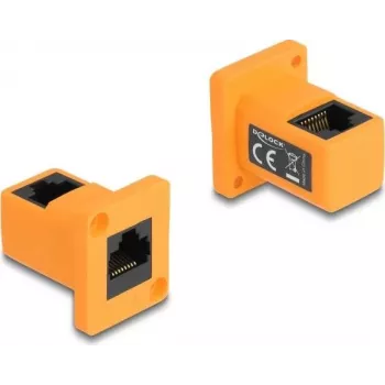 DeLOCK Moduł D-Type RJ45 gniazdo-gniazdo kątowe 90° pomarańczowy