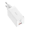 Ładowarka sieciowa Baseus GaN5 Pro 65 W — USB + 2×USB-C (QC3.0, PD3.0) z kablem USB-C 1 m, biała
