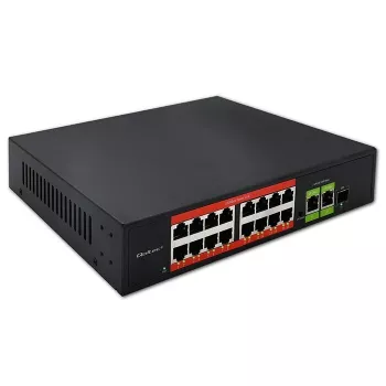 Przełącznik Ethernet PoE QOLTEC 16x RJ45, 2x RJ45 uplink, 1x SFP (MPN 52291)
