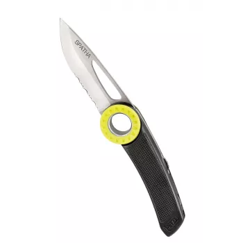 Nóż Petzl Spatha S92AN — składany nóż ratowniczy/użytkowy, czarna rękojeść