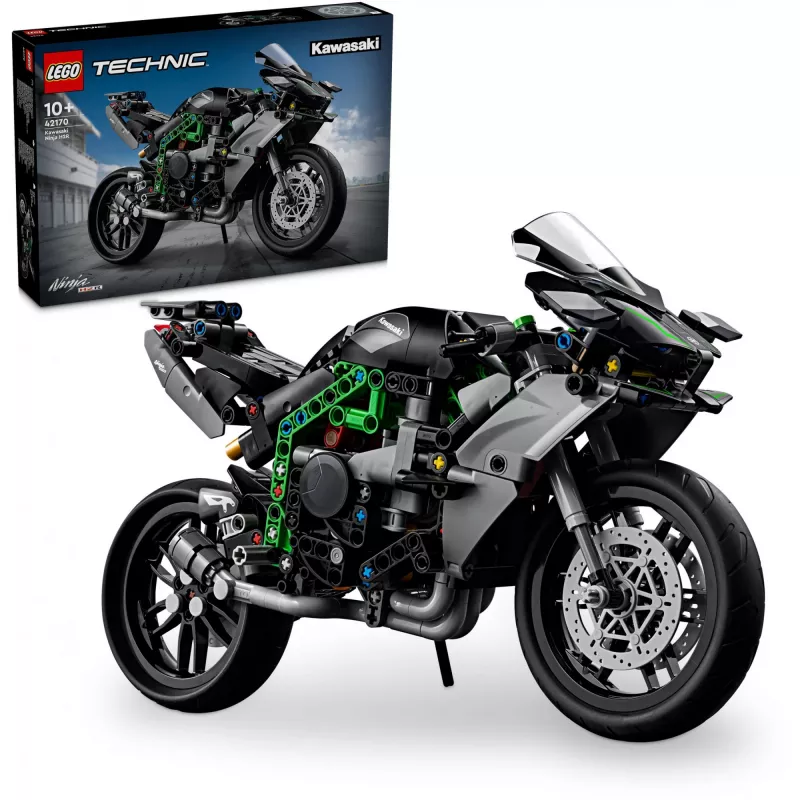 Model motocykla LEGO Technic Kawasaki Ninja H2R 42170 — replika w skali 1:1, 643 elementy, instrukcja, dla wieku 10+