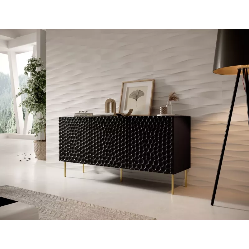 Komoda cama meble HOLE 152x42,5x74,5 cm matowa czerń, płyta wiórowa, rama 16 mm