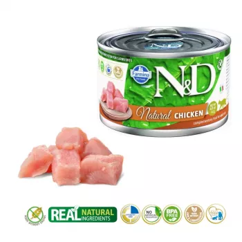 Mokra karma dla kota Farmina N&D Natural Chicken 140 g saszetka, dorosłe koty, białko 18%, tłuszcz 1,5%, wilgotność 77,5%