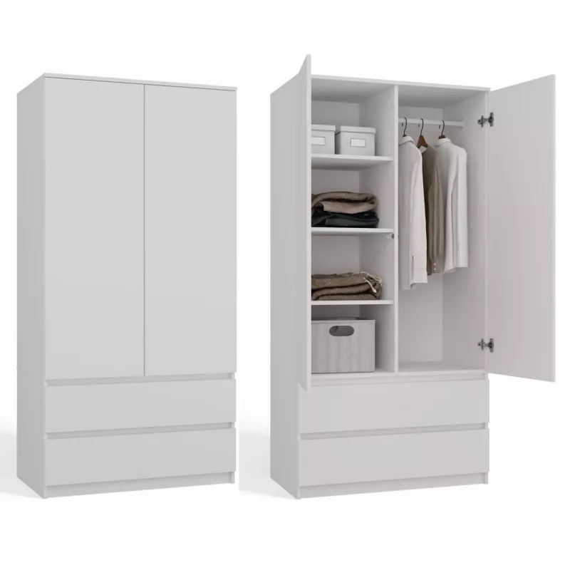 Szafa Top E Shop SZAFA MALWA B 5 półek 2 drzwi uchylne Biała 900×500×1800 mm