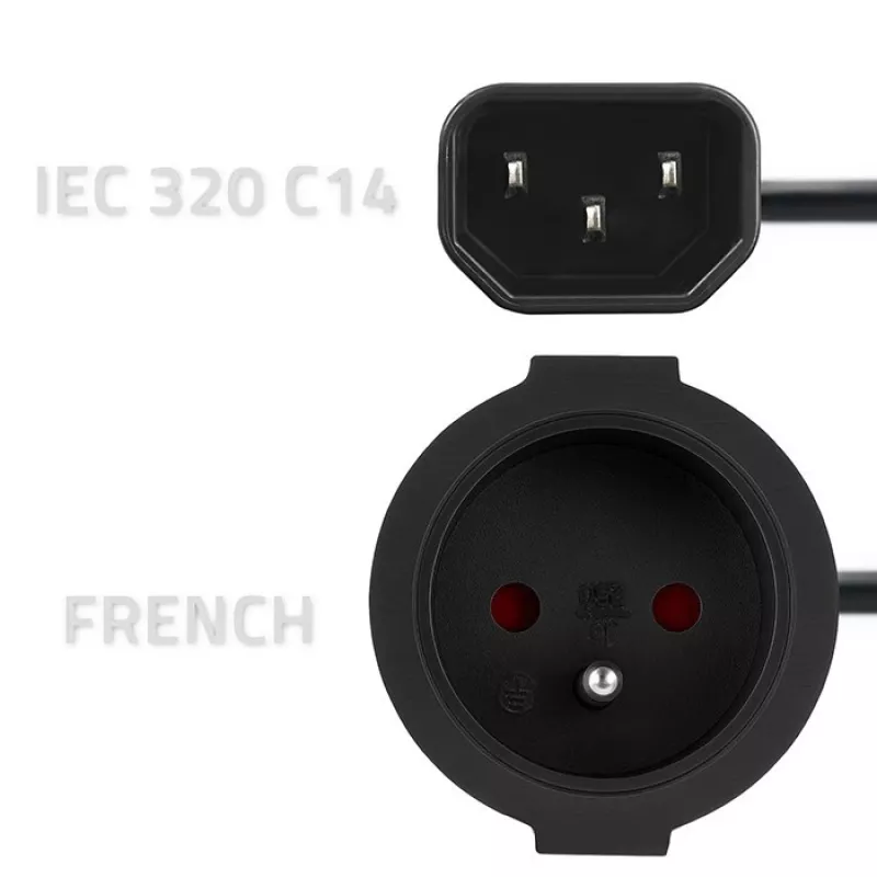 Zasilacz QOLTEC IEC 320 C14 na francuską wtyczkę, kabel 0,15 m