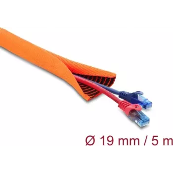Spirala ochronna na kable samozamykalna dwuwarstwowa 5 m x 19 mm DELOCK 19028 pomarańczowa