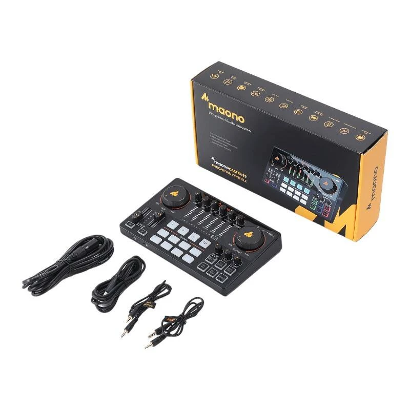 Interfejs audio USB MAONO AME2 czarny z wbudowanymi efektami, kompaktowa stacjonarna karta dźwiękowa