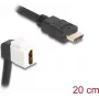 DeLOCK Moduł Keystone Kabel HDMI męski na żeński 90° kątowy 8K 60 Hz 20 cm czarny