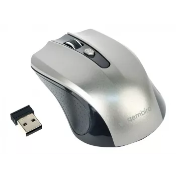 Mysz bezprzewodowa GEMBIRD MUSW-4B-04-BG — praworęczna, optyczna 1600 DPI, 4 przyciski, RF Wireless, czarno-szara