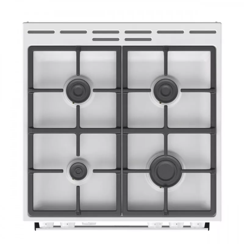 Wolnostojąca kuchenka gazowa Gorenje GG6A10WFFM, biała, płyta 4-palnikowa, piekarnik gazowy 72 L, przednie pokrętła sterujące