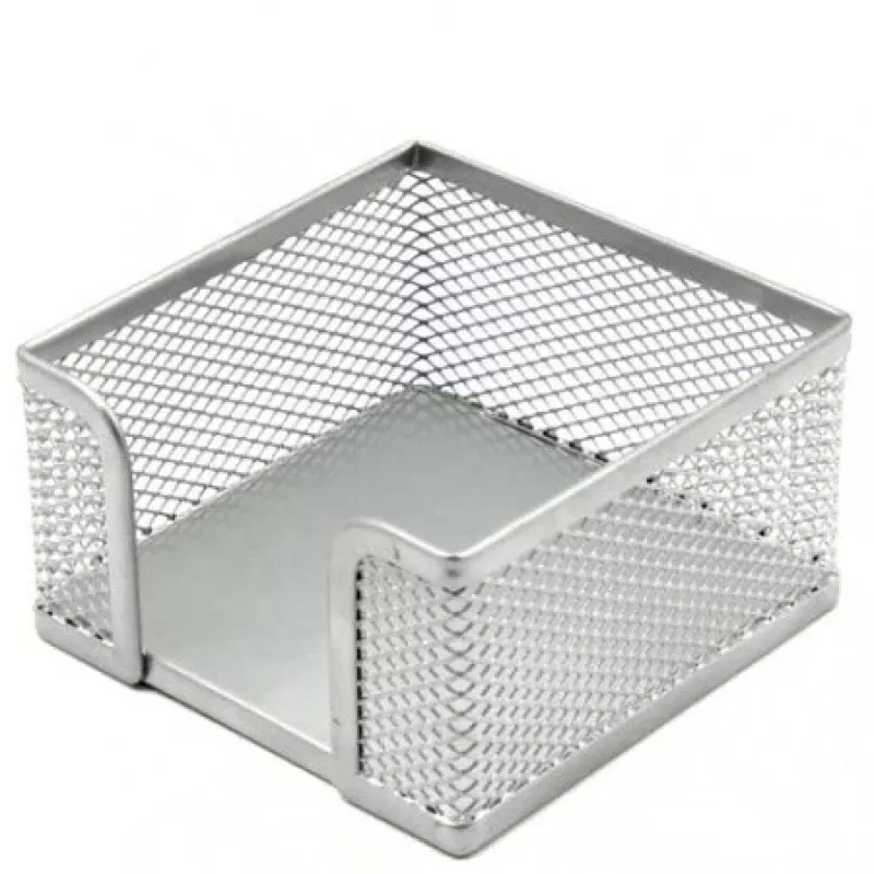 Pudełko na karteczki Forpus, 9,5x9,5 cm, srebrne, perforowany metal 1005-007