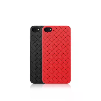Miękkie etui Devia do iPhone SE2 w kolorze czerwonym z tkanym wzorem