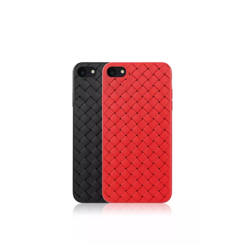 Miękkie etui Devia do iPhone SE2 w kolorze czerwonym z tkanym wzorem
