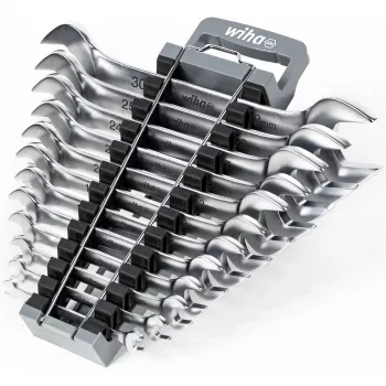 Zestaw kluczy płaskich dwustronnych Wiha 44753 — 12 sztuk, rozmiary SW 6–32 mm