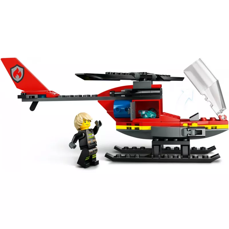 LEGO City Śmigłowiec strażacki 60411 zabawka konstrukcyjna, 85 elementów, obrotowe łopaty, 1 minifigurka, wiek 5+ (220×90×60 mm)