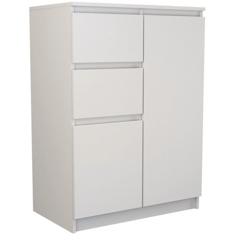 Komoda top e shop 2D2S BIEL — 2 szuflady, biała, 700×400×970 mm, płyta wiórowa