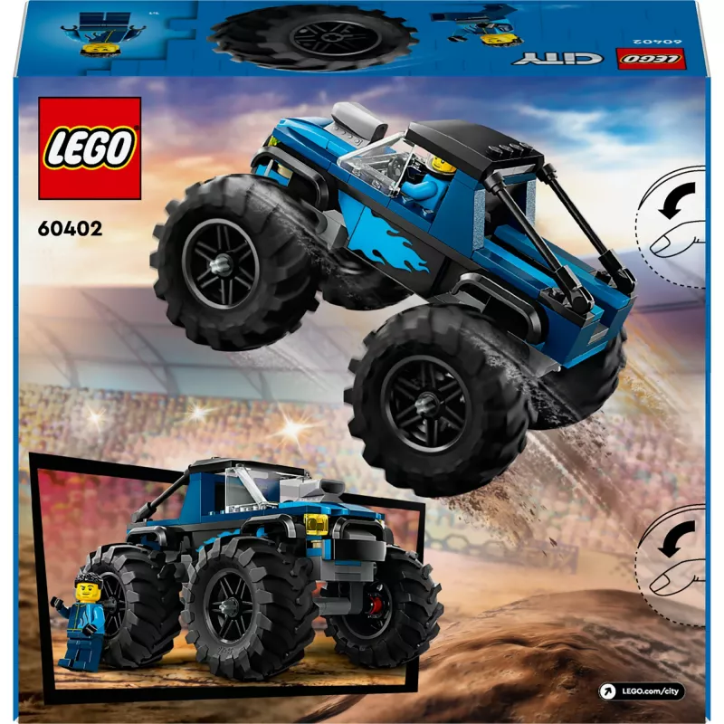 Zabawka konstrukcyjna LEGO City 60402 Niebieski Monster Truck z dużymi oponami, 148 elementów, 1 minifigurka, wiek 5+