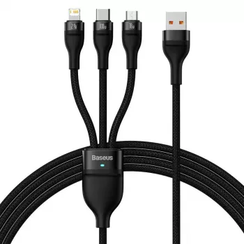 Kabel USB Baseus SUP0003351 1.2m USB A USB C/Micro USB-A/Lightning Czarny