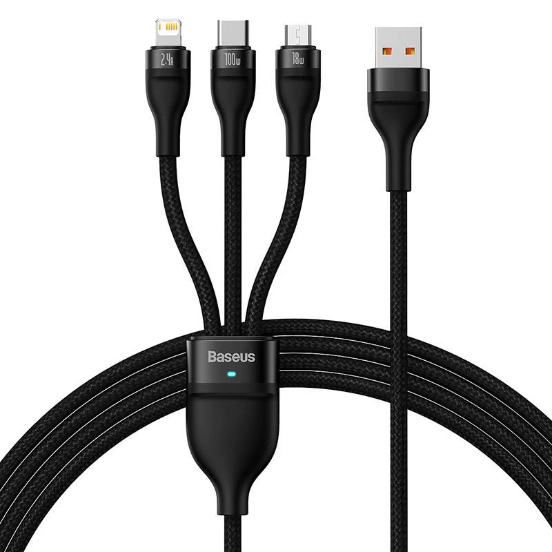 Kabel USB Baseus SUP0003351 1.2m USB A USB C/Micro USB-A/Lightning Czarny