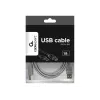 Kabel USB 2.0 A-B 6 stóp, kolor szary