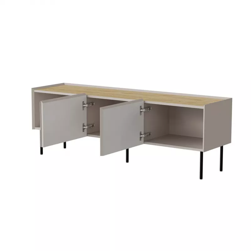 Szafka RTV Cama Meble FELLINI 150x40x52 cm, rama kaszmirowa, blat dębowy olejowany