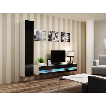 Stojak pod telewizor Cama Meble VIGO NEW 30/180/40, biały blat, czarna błyszcząca rama, 1800×400×300 mm