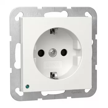 Lampa sufitowo-ścienna SCHUKO LED Gira model 417003 ze zintegrowanym gniazdem Schuko