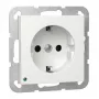 Lampa sufitowo-ścienna SCHUKO LED Gira model 417003 ze zintegrowanym gniazdem Schuko