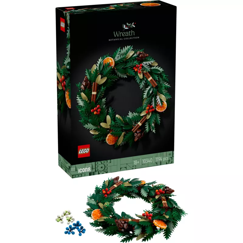klocek konstrukcyjny LEGO 10340 Icons Świąteczny wieniec