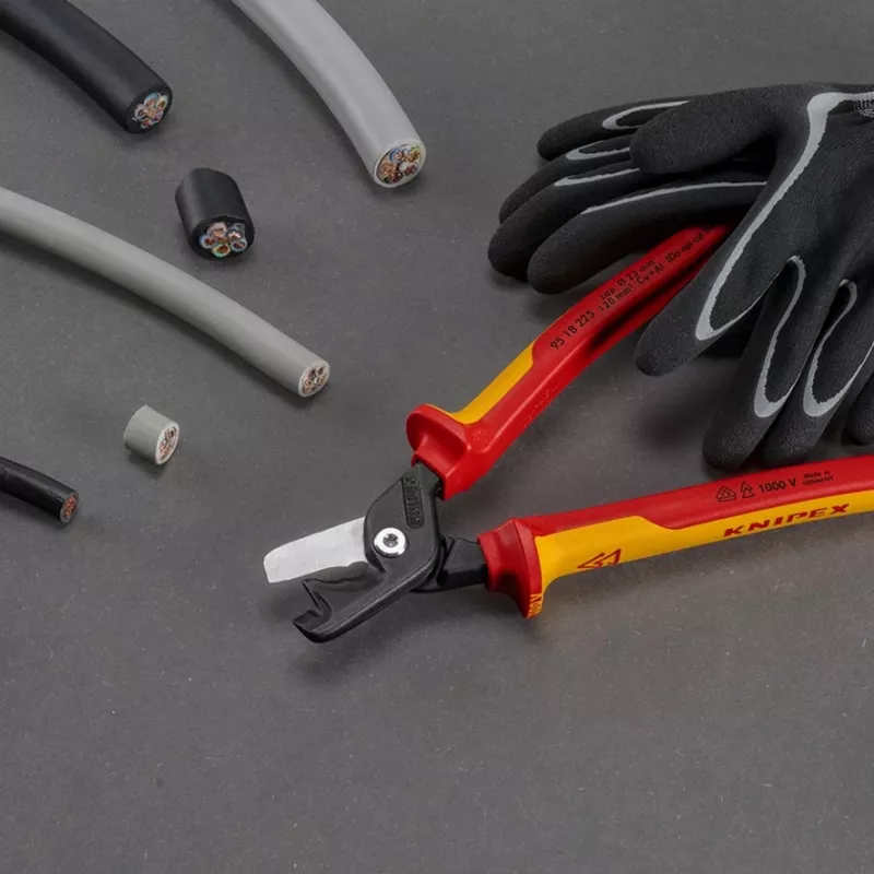 Nożyce do kabli Knipex 95 18 225 VDE, izolowane rękojeści, długość 225 mm