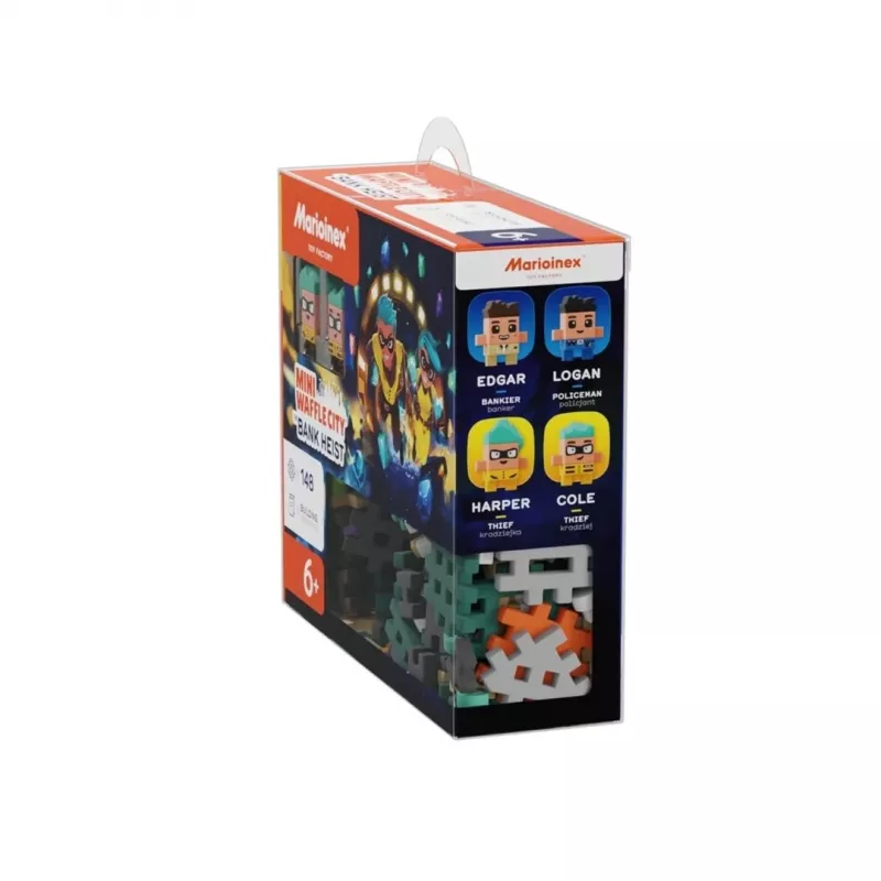 MARIOINEX Mini Waffle City Napad na Bank Klocki Budowlane, 148 elementów