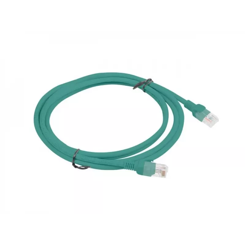 Kabel krosowy LANBERG Cat5e U/UTP RJ-45 na RJ-45 2 m zielony, CCA 26 AWG, płaszcz HDPE, 100 MHz