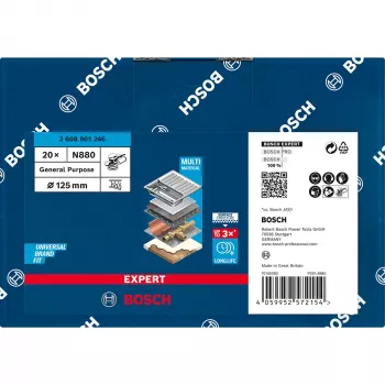 Bosch Expert N880 - Polierfilz - für Edelstahl, nicht eisenhaltiges Metall, universell einsetzbar, Stahlplatten, Farbe auf Holz - 20 Stücke - Scheibe 