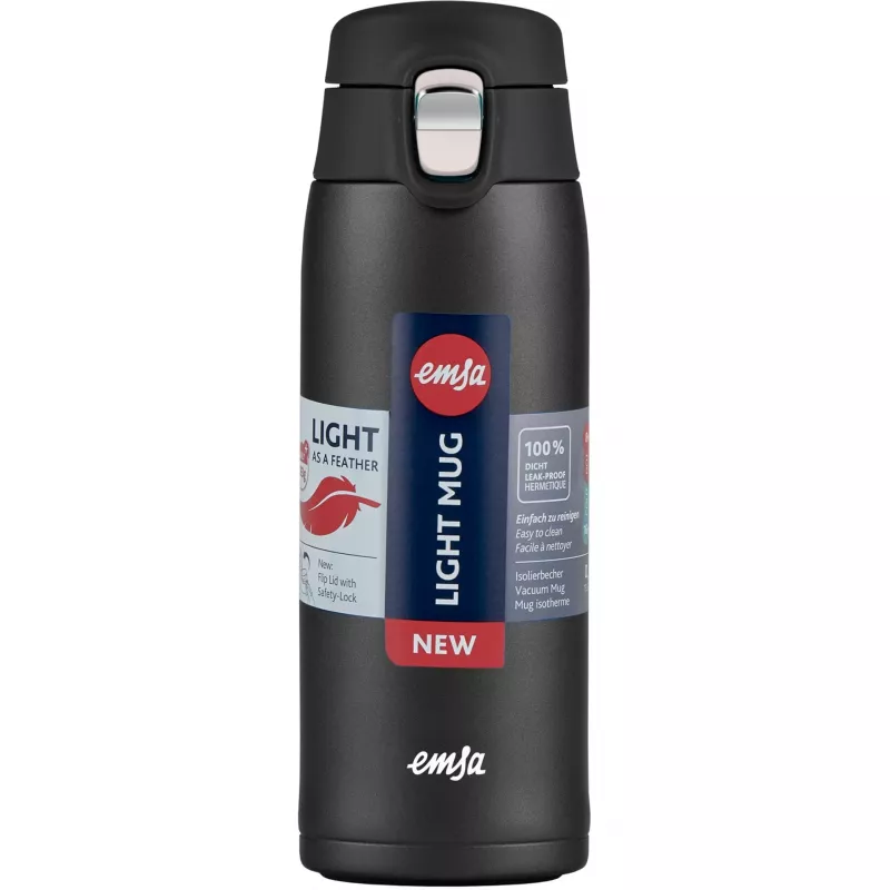 Kubek termiczny EMSA N2151700 0,4 l, czarny mat, pokrywka z klapką