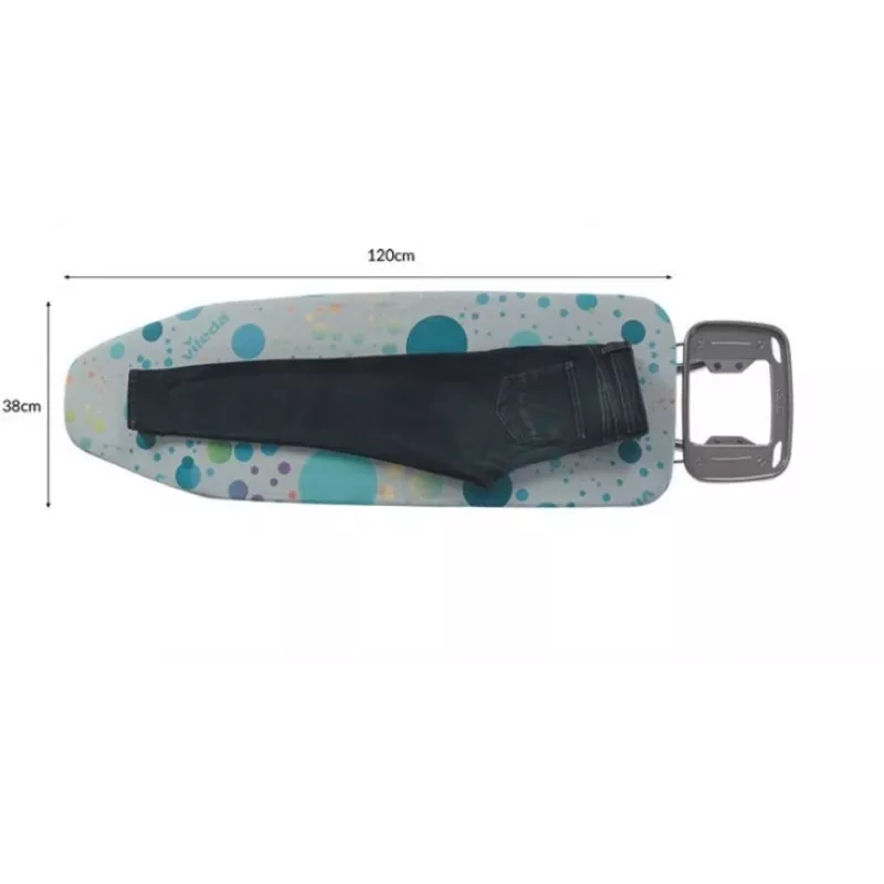 Deska do prasowania pełnowymiarowa Vileda 4023103218932 — pełnowymiarowa, nogi ze stali nierdzewnej, blat 1200×380 mm, wysokość 75–96 cm, składana, podstawka pod żelazko