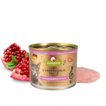 Mokra karma dla kota Fox4Pets Symphonie No.2 Krewetki i indyk 200 g, pełnoporcjowa karma dla dorosłych kotów, białko 11%, tłuszcz 5,7%, wilgotność 80%