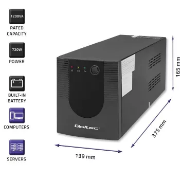 Zasilacz awaryjny UPS Qoltec 53775 1,2 kVA 720 W 4 gniazda AC