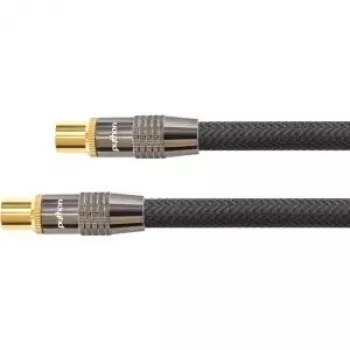 SAT Antenna Cable, IEC/Koax Plug an Socket Gold-Plated, Shielding Rating 120 db, 75 Ohm, Nylon Braiding Czarny, 30m, PYTHON® Series (GC-M2020)