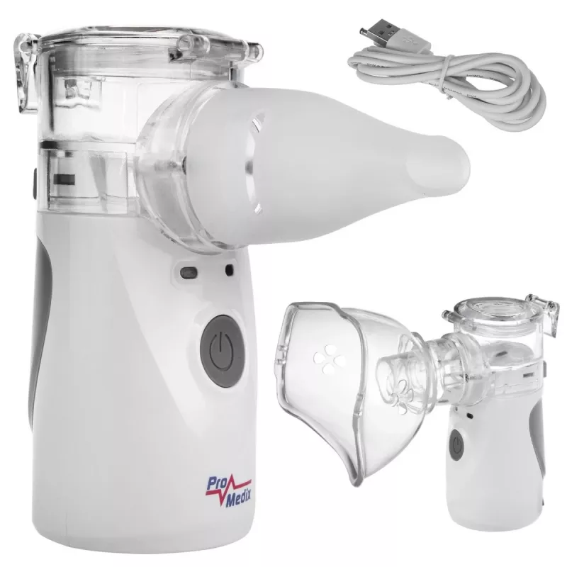 Przenośny inhalator siateczkowy ProMedix PR-835 nebulizator USB, zasilany bateriami nebulizator przenośny