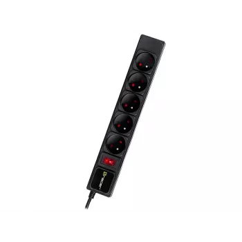 Listwa przeciwprzepięciowa TRACER PowerGear Tracer 47138 5 m czarna listwa zasilająca z kablem 5 m