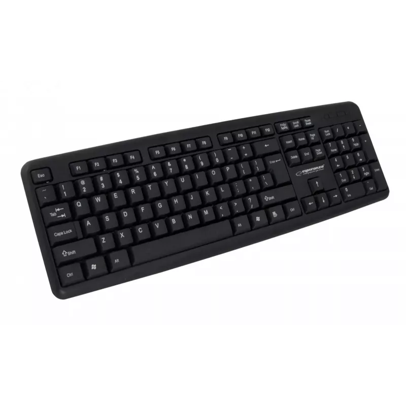 Przewodowa klawiatura ESPERANZA EK134 pełnowymiarowa 100% USB, czarna, kabel 1,45 m