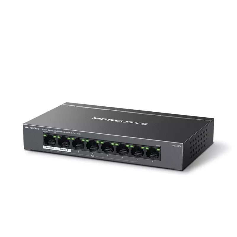 Mercusys MS108GP 8-portowy gigabitowy przełącznik biurkowy z 7 portami PoE