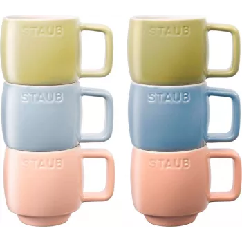 Zestaw 6 ceramicznych filiżanek Staub Wielokolorowe 100 ml – 6-częściowy zestaw filiżanek do herbaty/espresso