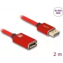 DeLOCK kabel przedłużający DisplayPort 8K 60 Hz 2 m czerwony, metal, bez zatrzasku