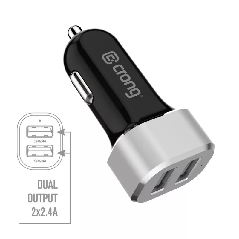Ładowarka samochodowa 2xUSB 2.4A aluminium