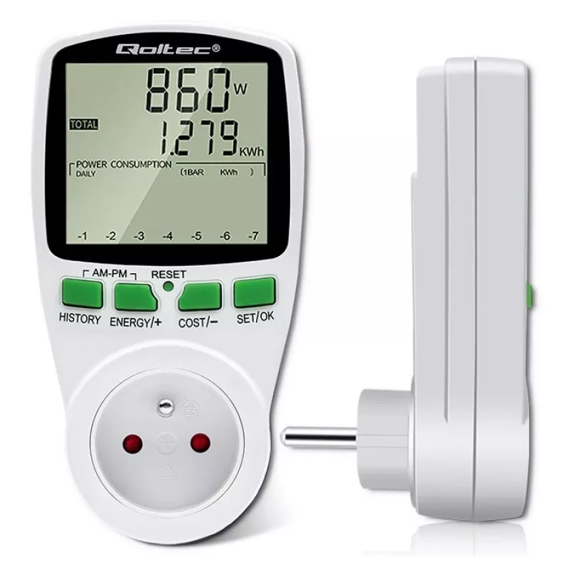 Miernik mocy QOLTEC PM0627 3680W z historią — QOLTEC PM0627 3680W