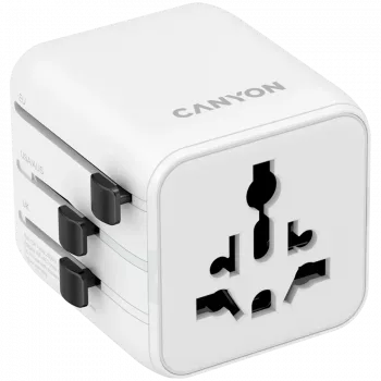 Adapter podróżny CANYON OnTour One EU UK US AUS Biały (CNS-TA1005W) - uniwersalna konwersja wtyczek dla gniazdek EU/UK/US/AUS