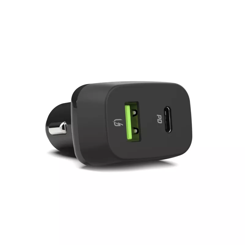 Ładowarka samochodowa do urządzeń mobilnych zielony Cell CAD33, 42W, USB-C PD + USB-A QC3.0, wejście 12/24V, wyjście 5–12V